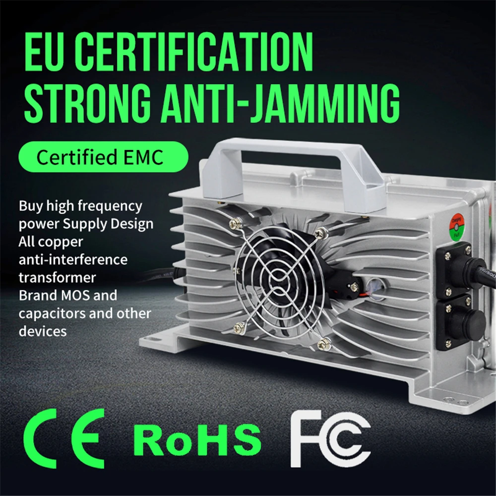 48v20A Lithium Battery Charger Fully Sealed & Waterproof IP67 960W AC/DC Input for Electric Tool & Golf Carts manufacture