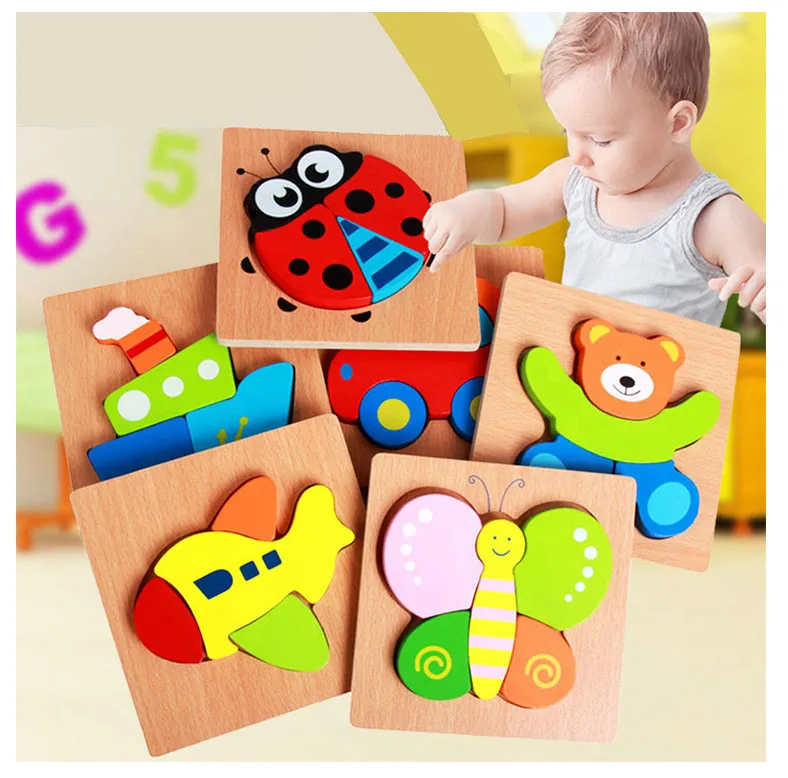 Wooden Puzzle Jigsaw Cartoon Kid Baby Educational Learning Puzzle Toy For Bab~JG 