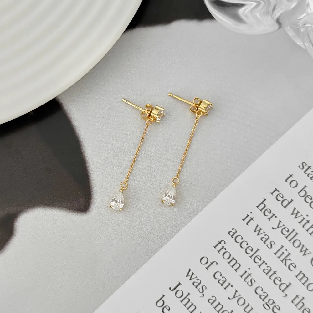 KAKODIY Fashion Fashion Design 925 Sterling Silver Earrings Tassel Pear Shape 5A Cubic Zirconia Shiny Stud Earrings Female Accessories detail 10
