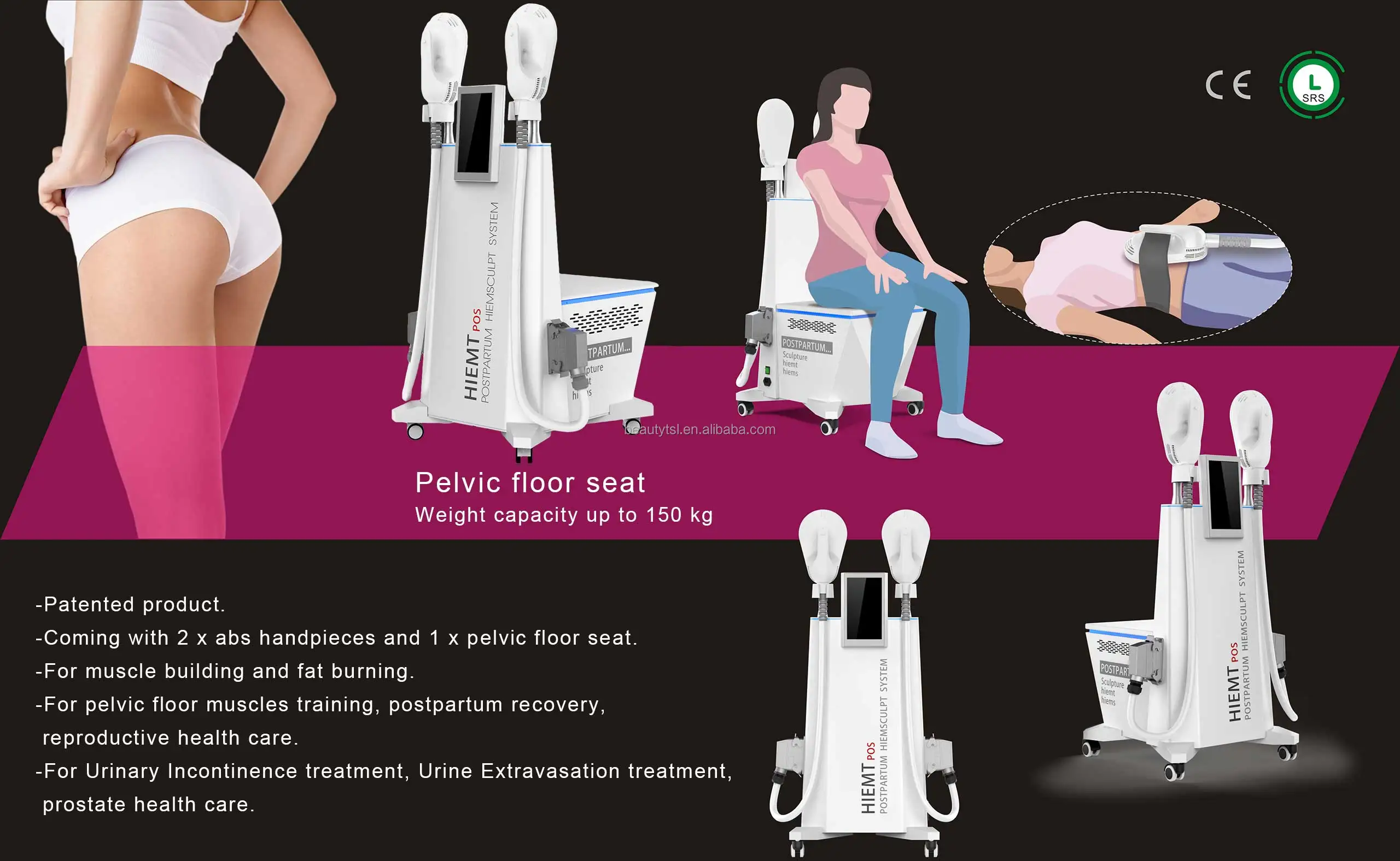 Professional pelvic floor seat chair buttock lifting fat dissolving hi emt ems electromagnetic muscle chair hiemt pos pro max