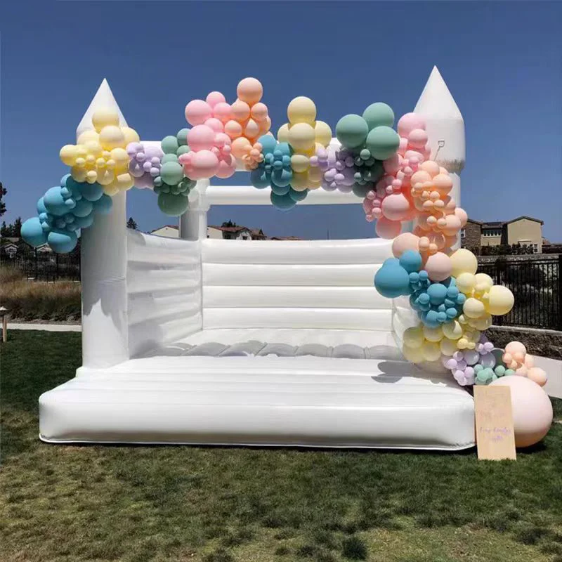 Custom size Commercial combo white bounce house with slide and bouncy castles inflatable bouncer amusement equipment