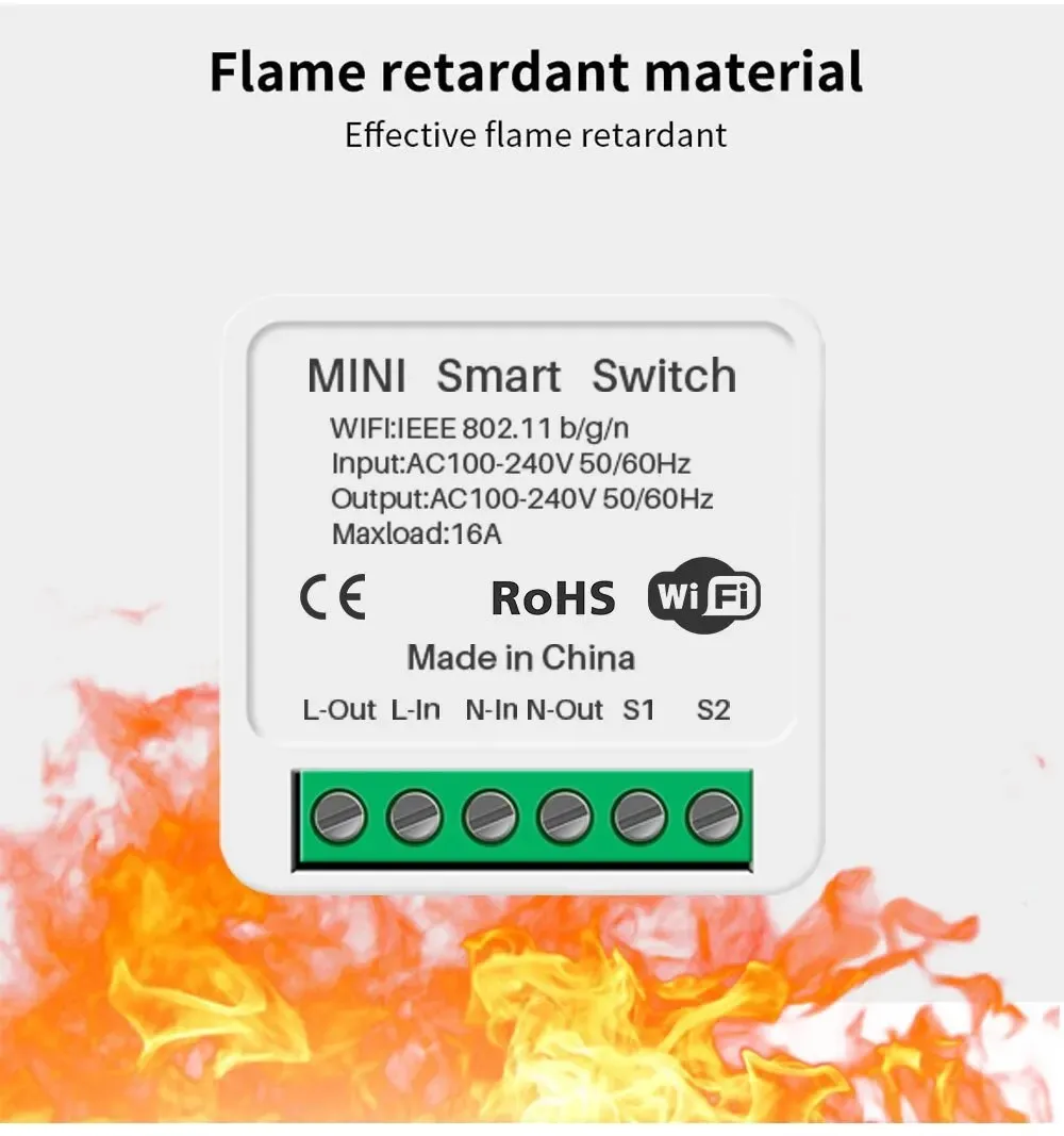 Bingoelec Mini Smart Switch No Buttons Breaker Tuya Google Voice Smartphone Control Smart Light Switch