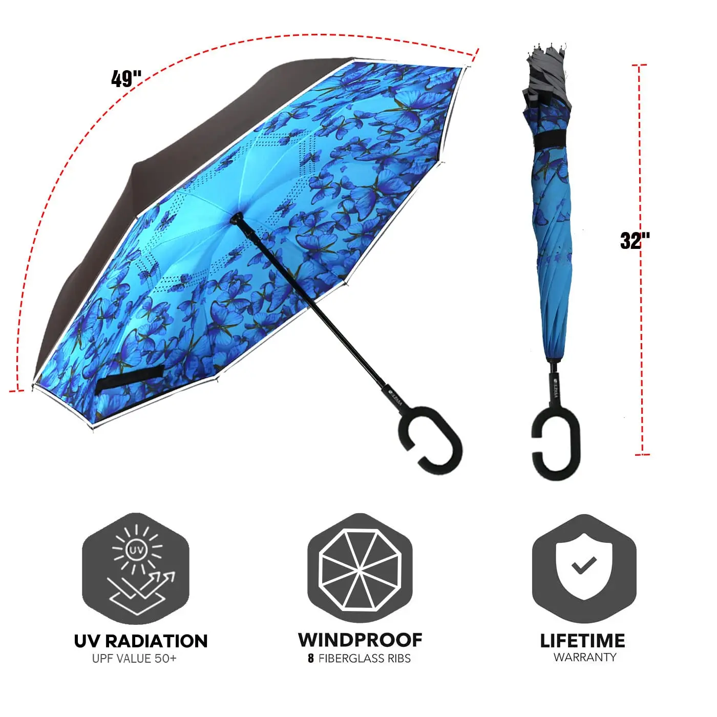 Parapluie Inversé Gothique Chic – Style Crâne Unique