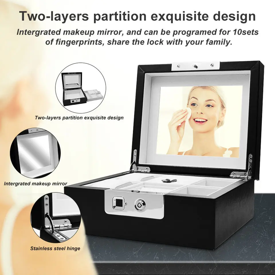 Outdoor Waterproof Wholesale Pu Leather Gift Box Jewelry Fingerprint