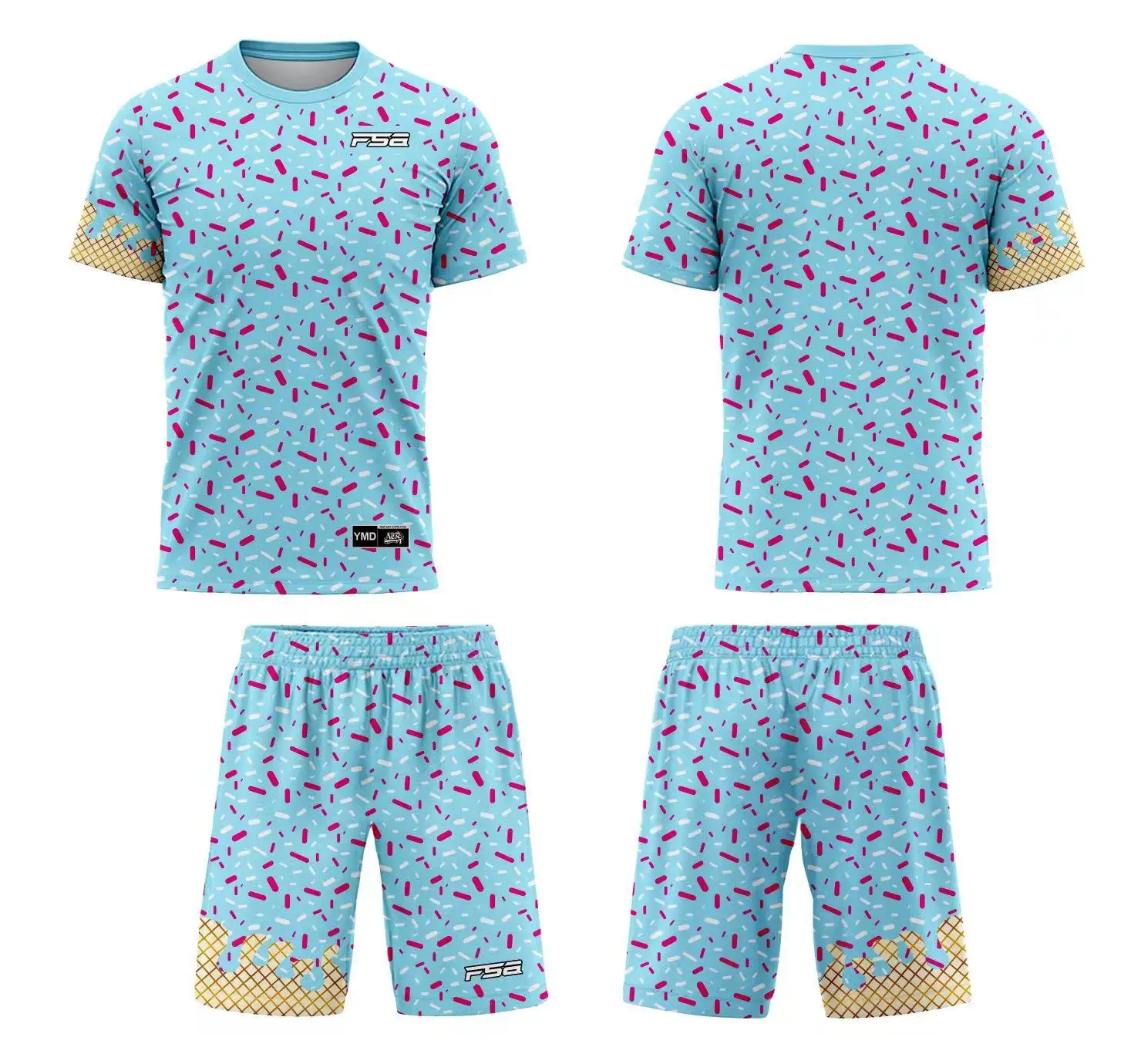 Custom Soccer Uniforms Cute Design Icecream for Kids Sublimation Jersey Family Shirts Quick Dry