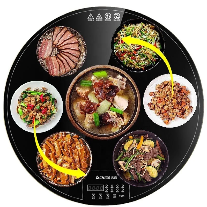 Multifunctional Round Rice Warming Plate Dining Table Heating Ultra-thin Electric Rotating Household Intelligent Warming Plate 7