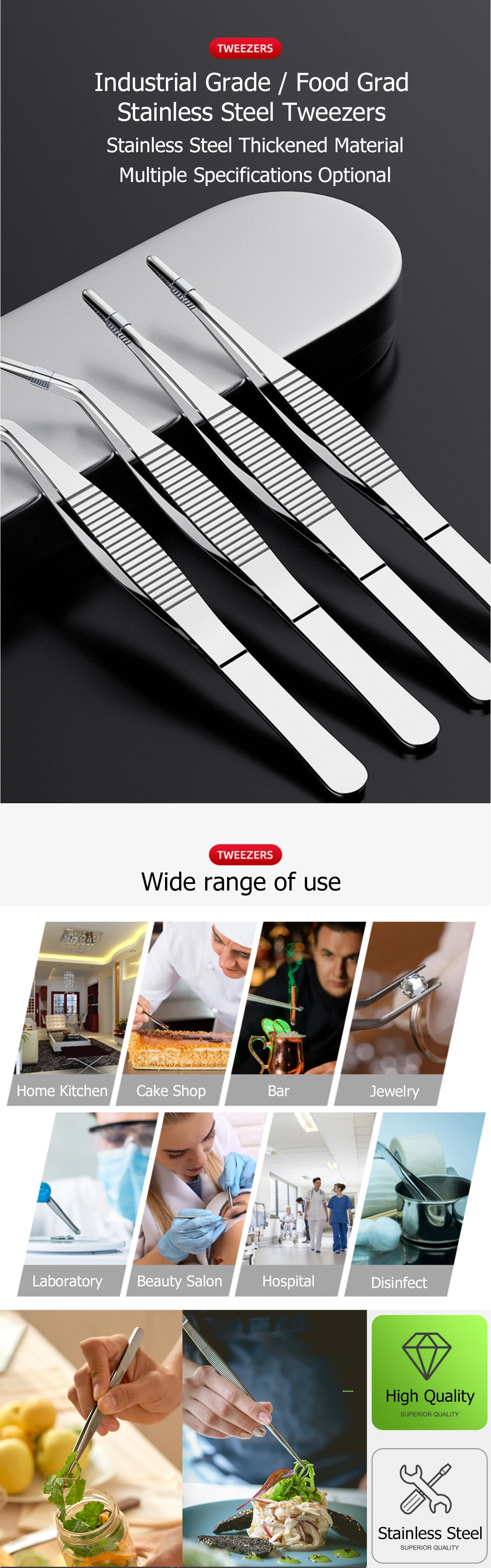 Kitchen Utensils Bbq Tweezer Food Clip Polished Kitchen Tweezer 304