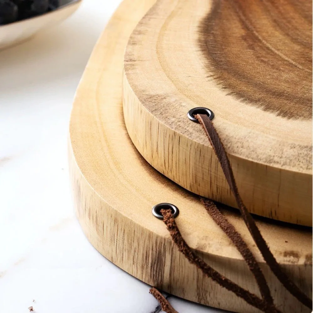 Irregular Double Kitchen Creativity Retro Solid Wood Bread Dessert Fruit Steak Meat Tray Chopping Cutting Board