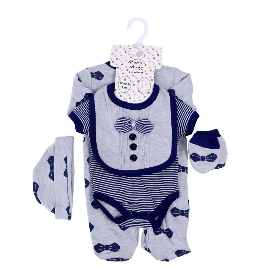 5 pcs set newborn baby clothes outfit gift romper jumpsuit body jumpsuit bib wholesale kids clothes cotton boutiques stock