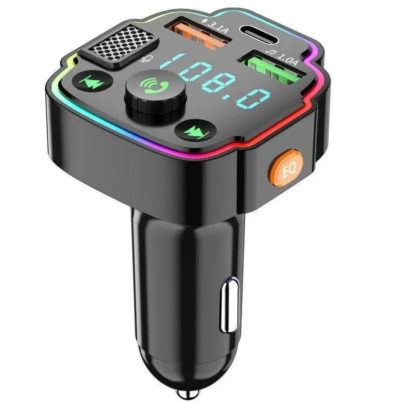 Fm Transmitter New Style Q8 Car Mp3 Player Fm Transmitter Usb Stereo Playback Tf Card Player BT Cat Kit Car Charger TYPE-C