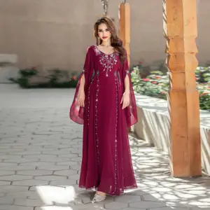 New Design Luxury Abaya Slit Sleeves Muslim Women's Dresses Eid Dubai Evening Party Jalabiya Moroccan Islamic Clothing Dress