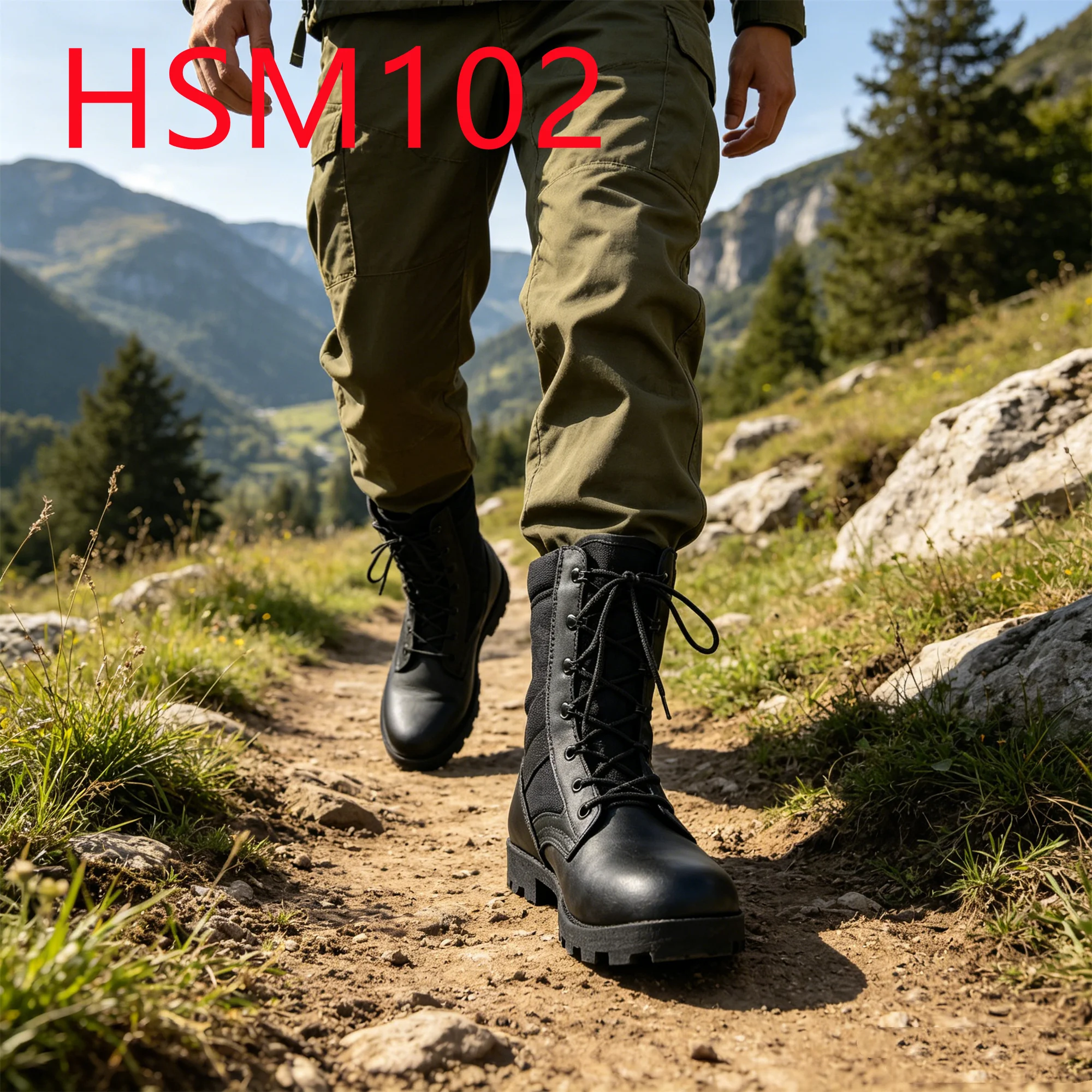 HY, Sepatu Bot Taktis Berbahan Nilon Tahan Percikan Air untuk Latihan Fisik, Sepatu Bot Petualangan Gobi dengan Sol Karet Tahan Pakai, Sepatu Bot Tempur HSM102