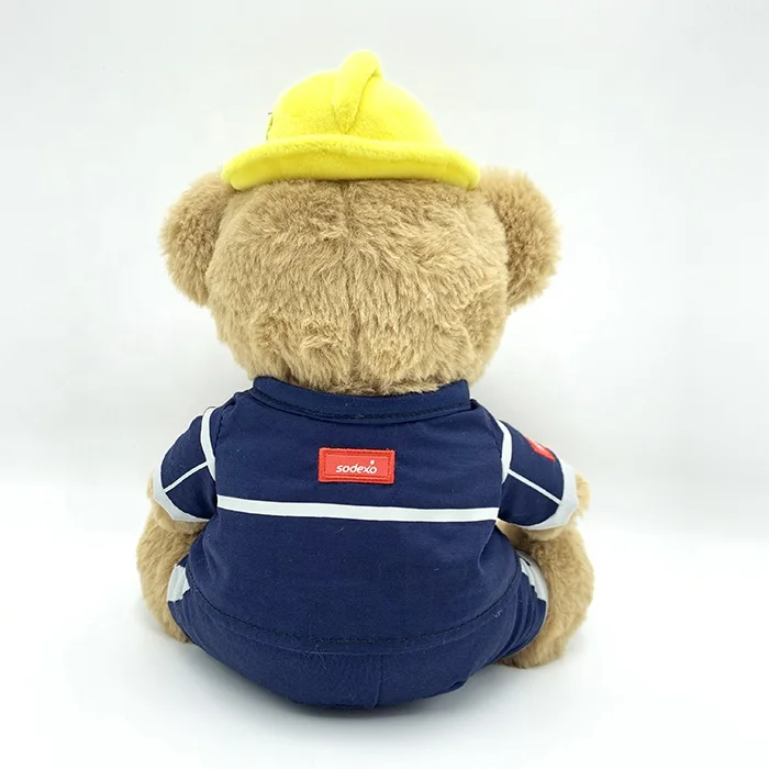 LOW MOQ Personalized Soft Engineer Uniform Teddy Bear Stuffed Plush Bear Doll