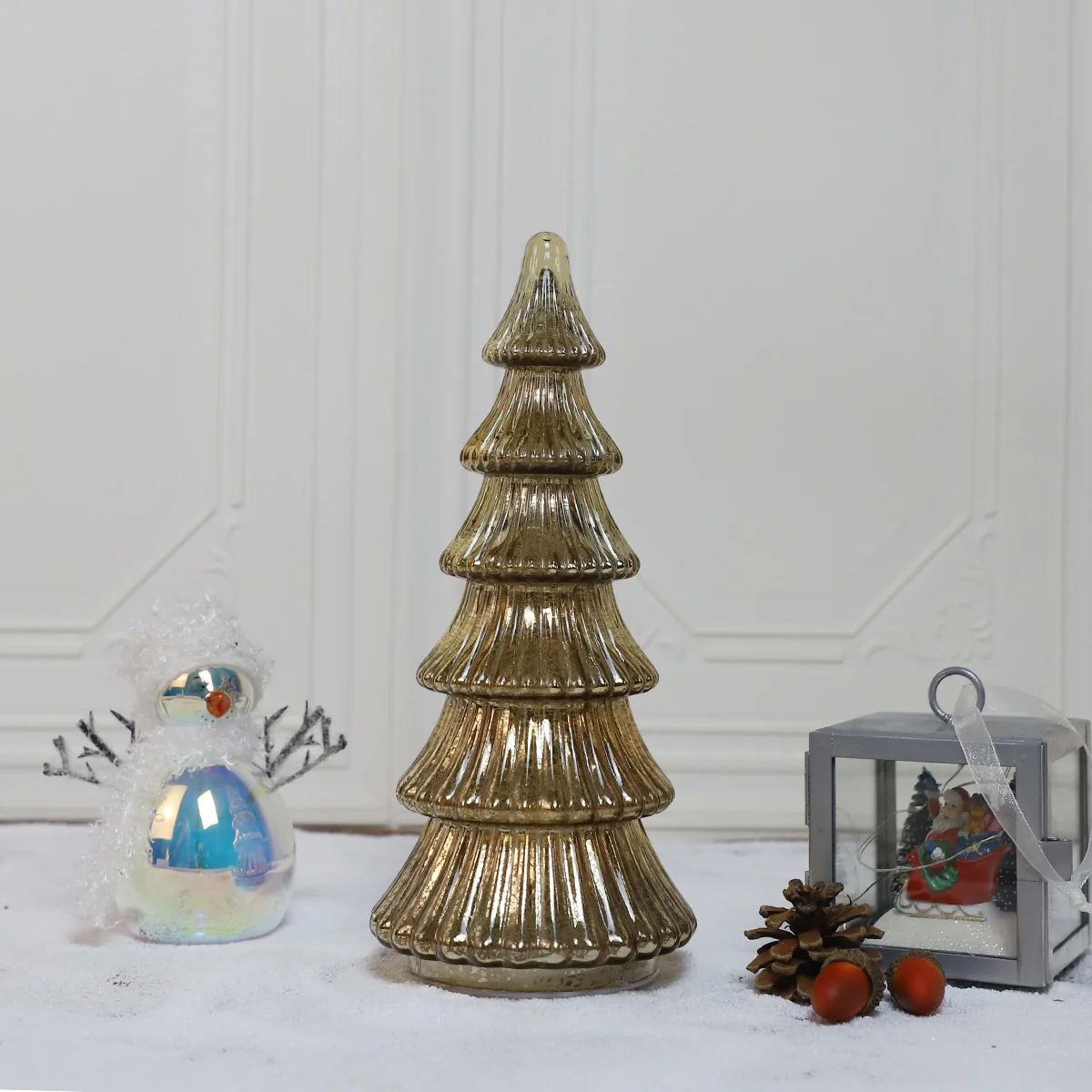 Factory Custom Glass Home Decorative Led Table Decoration Small Christmas Tree