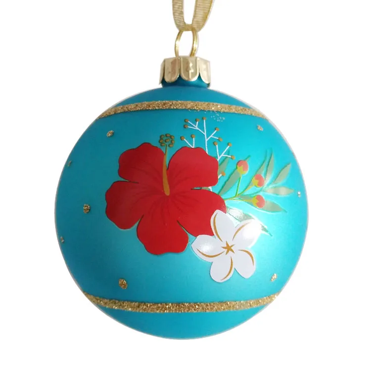 China custom made 80mm hanging decal sticker glass ball Christmas tree ornaments details