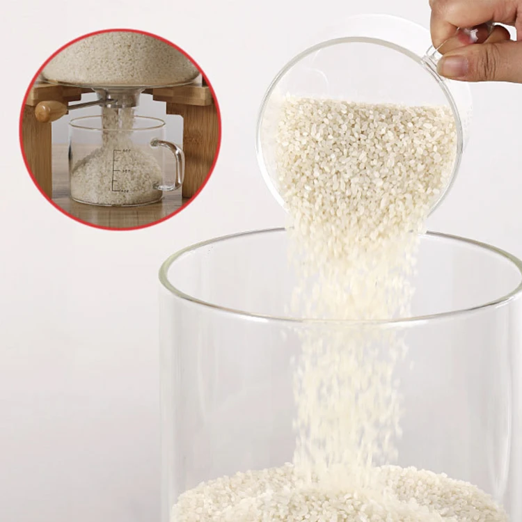 Measuring cup rice barrel kitchen grain storage barrel glass moisture-proof sealed pot food storage barrel4.jpg