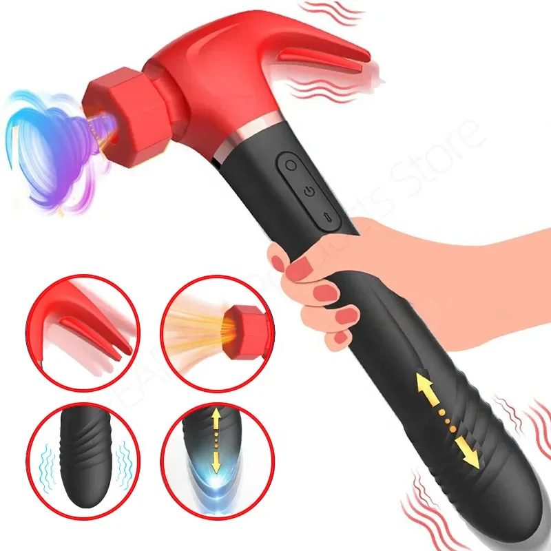 Erwachsenen-Sexspielzeug für Frauen Sauger Vibration 4-in-1 Liebeshammer  Vibrator G-Punkt Klitoris Stimulation Dildo Hammerform Vibrator