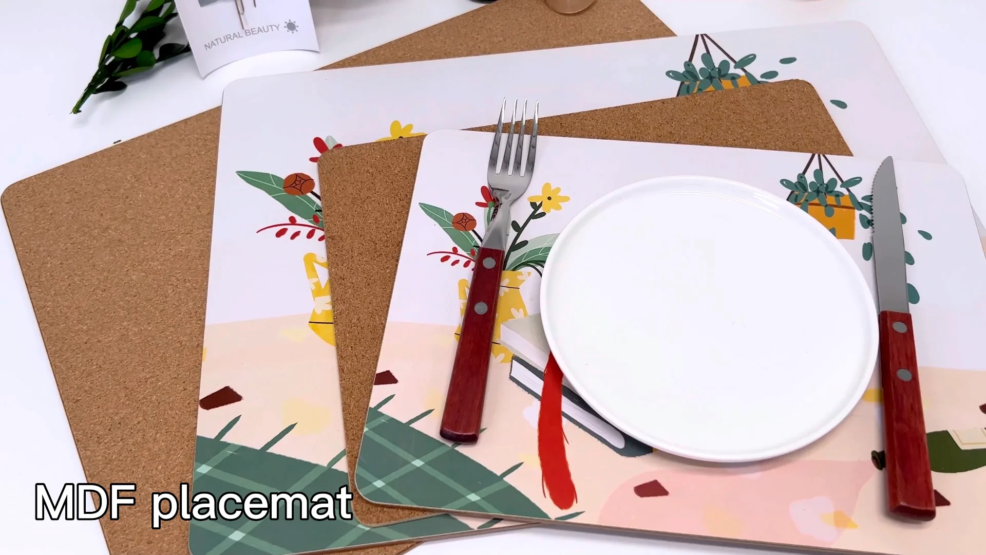 Wholesale Rectangle Melamine Backed Wood Breakfast Mdf Cork Placemat