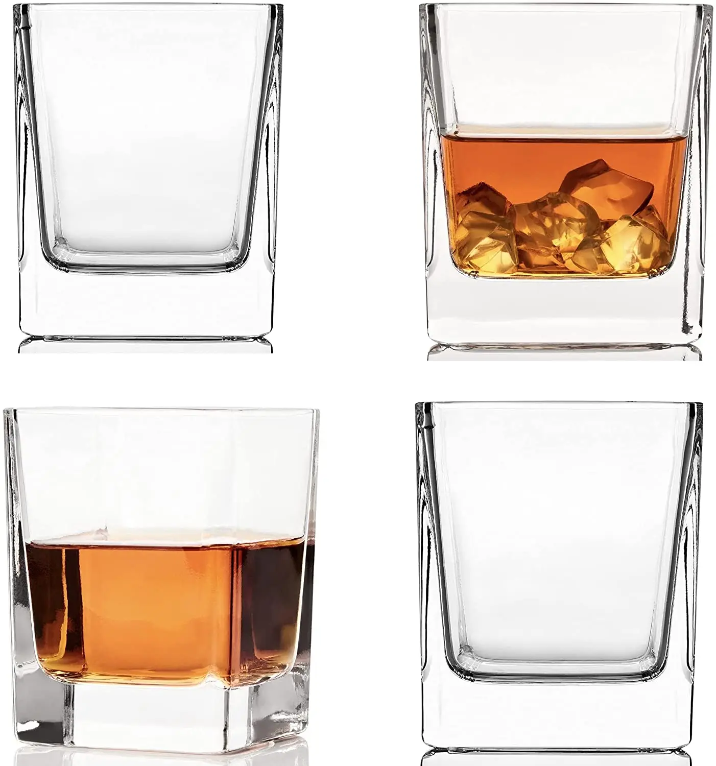 Double Old Fashioned Rocks Whiskey Scotch Glasses 12 Oz -Set of 4-heavy  Base Elegant Barware Pub 