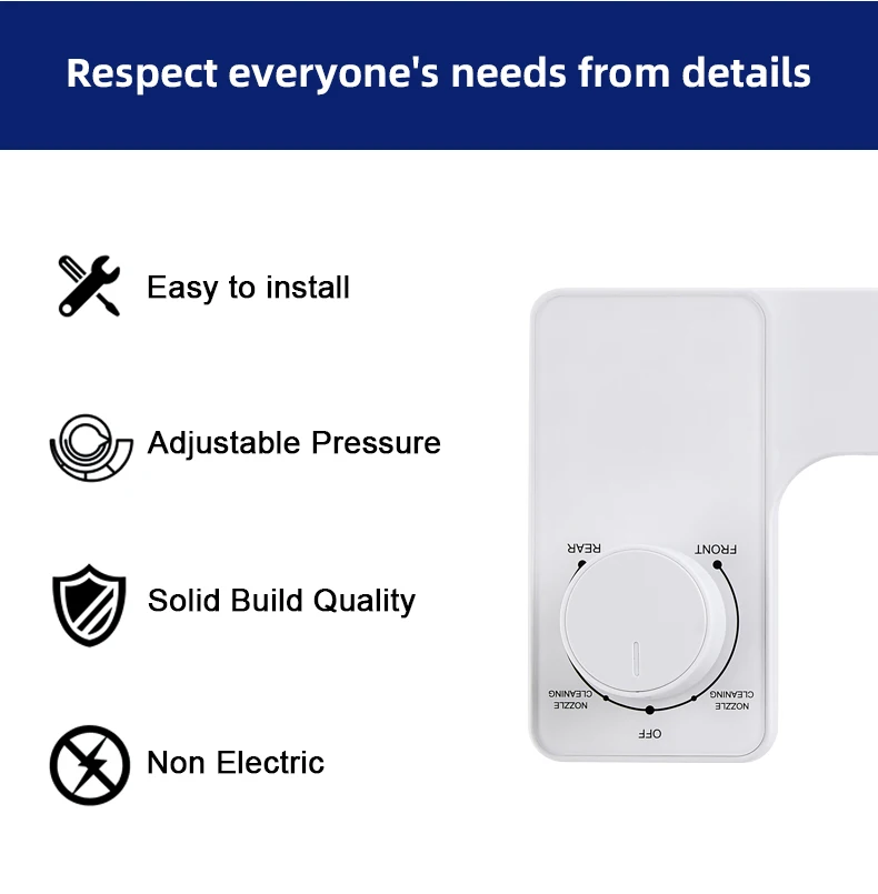 Hot Selling Mechanical Non-electric Black Bidet Toilet Seat Custom Retractable Dual Nozzle Bidet Attachment for Bathroom factory