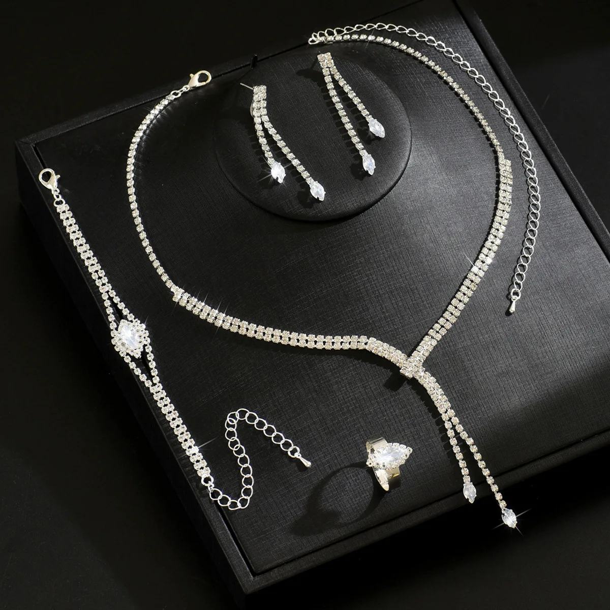 Luxury Zircon Bridal Jewelry Set - Necklace & Earrings