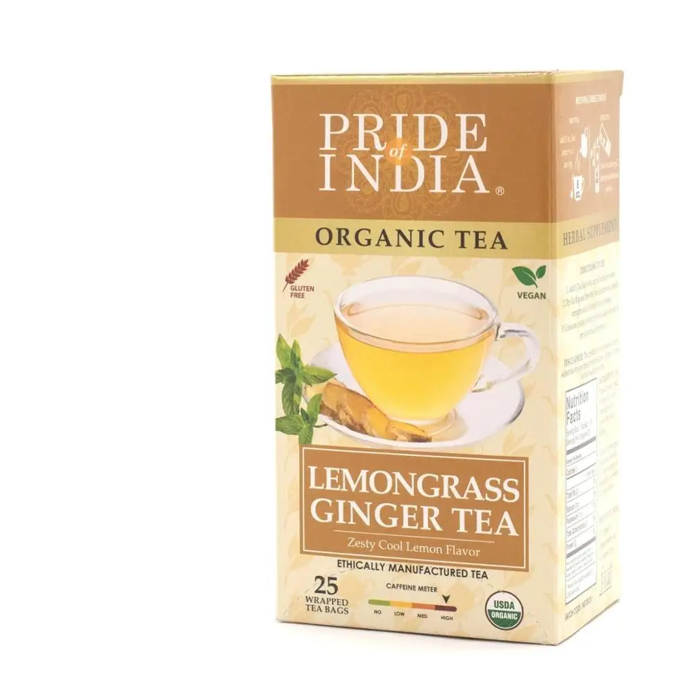 Organic Herbal Lemongrass Tea (Decaf) 1-Pack (25 Tea Bags)