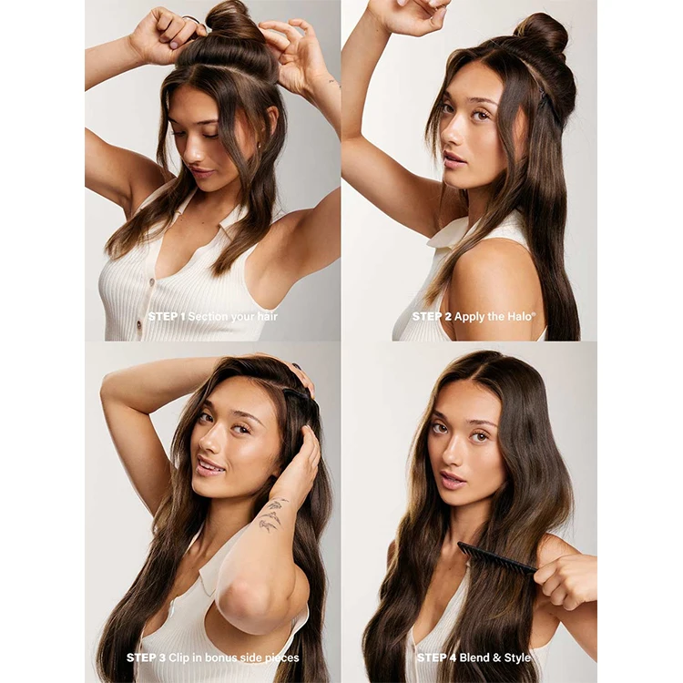 Hot Sell Double Drawn Clip in Hair Extensions Real Remy Human Halo