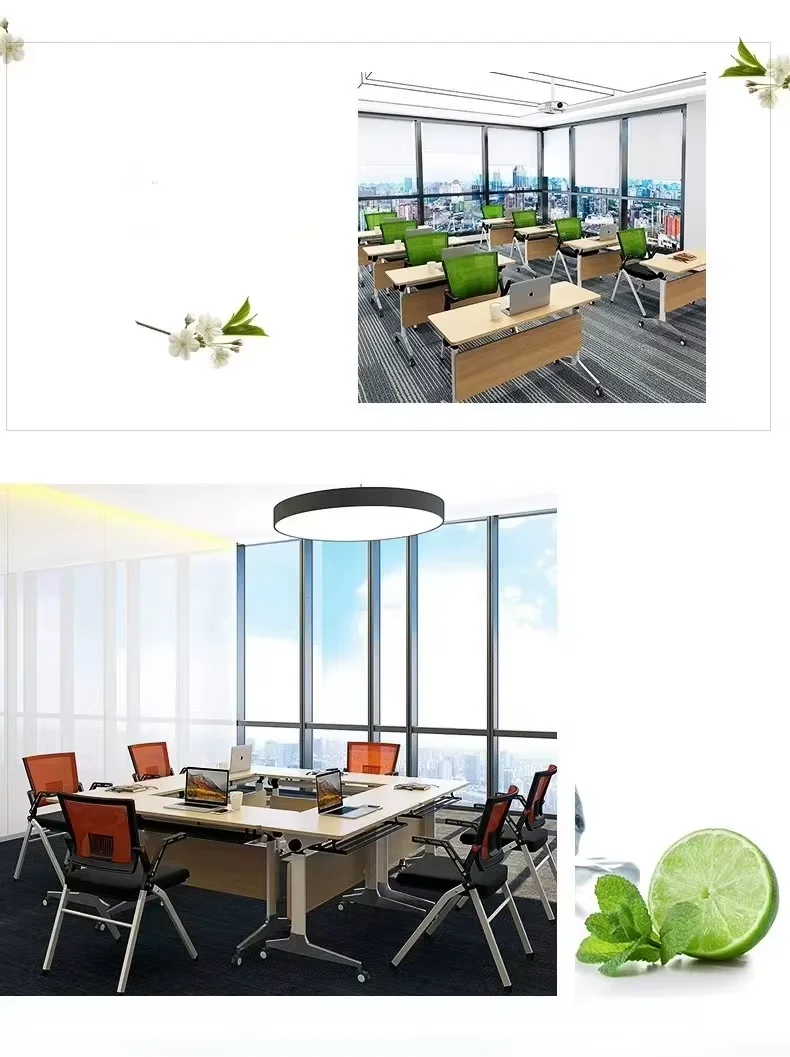 Modern Metal Folding Flip Top Revolving Conference Table Stackable Home ...