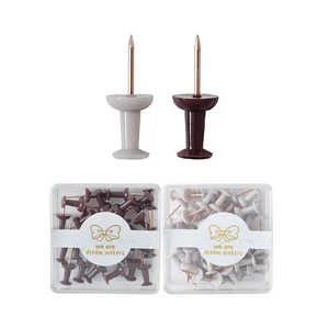 Custom Logo Student Office Supplies Rose Gold Electroplating Transparent Push Pins File Fixed Stationery Durable Metal Push Pins