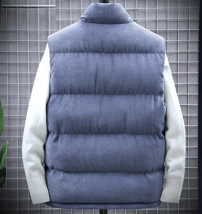 Fashion Stripe Warm Men Down Vest Winter Puffy Vest Stand Collar Winter  Men's Vest Jackets