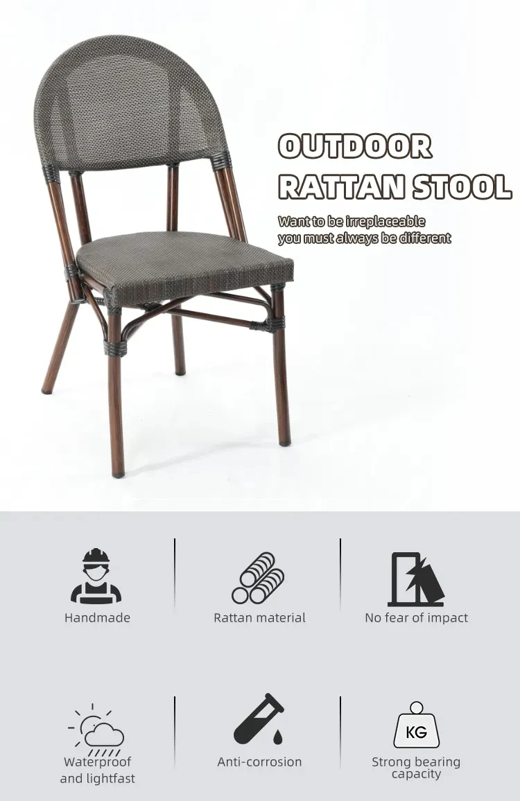 Outside French Rattan Bistro Chair Outdoor Dining Furniture Custom