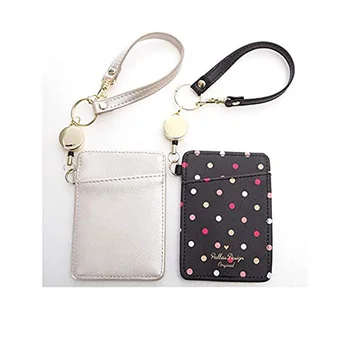 Easy Pull Clasp Reels Bus Card Pass Card ID Card Holder for Student Accept Customized Pu Leather Short OEM Unisex