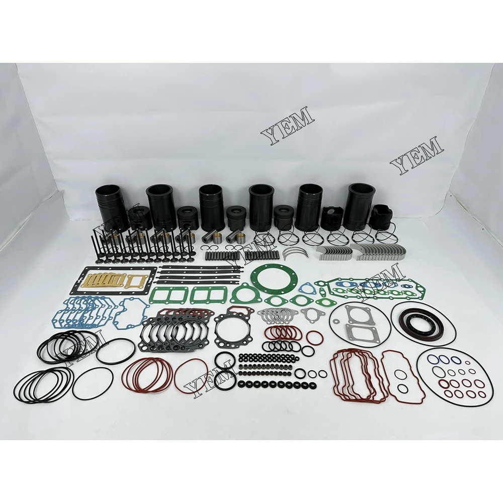 For Komatsu 6D125 Cylinder Liner and Gasket Kit With Bearing Valve Guide Engine Repair Kit