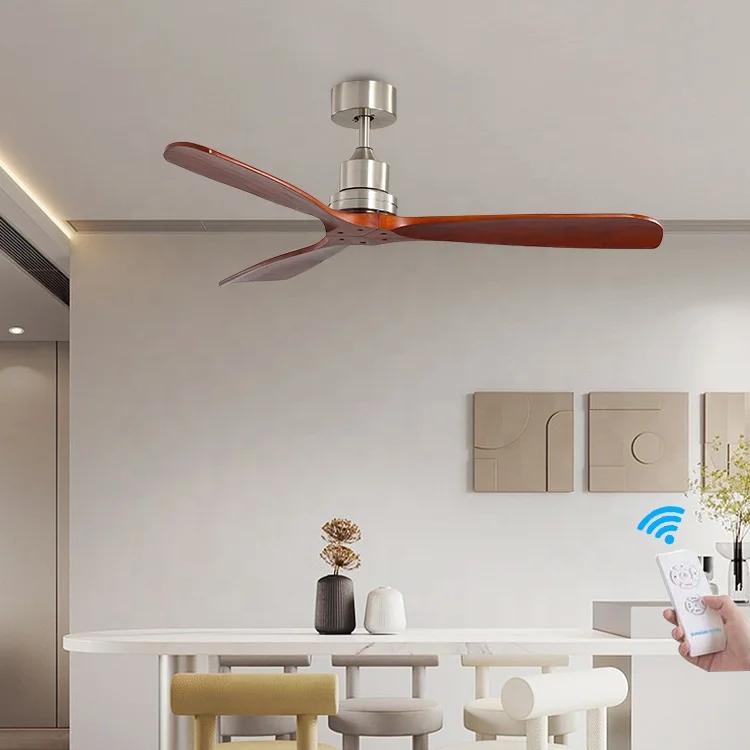 ESC Smart Ceiling Fan Modern 3 Fan Speed 52 Inch Solid Wood Decorative Ceiling Fan With Remote Control