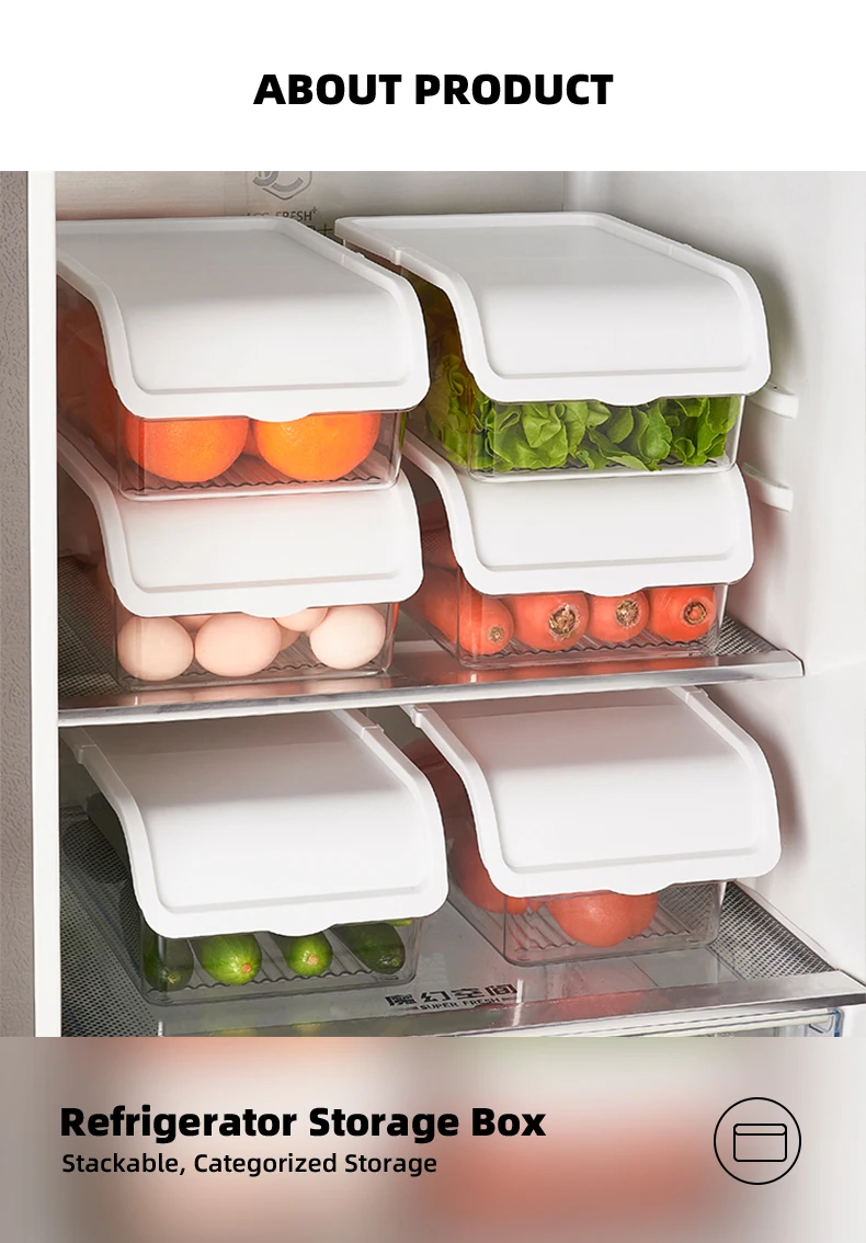 product wanuo food grade material fridge food storage container clear plastic fridge organizer 6l fridge organizer-2