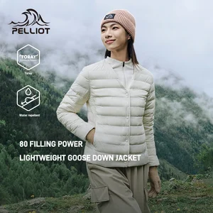 Pelliot Ultra-Light 95% Goose Down Jacket for Women Autumn Winter Outdoor 800 Fluffy  O Collar Short Length Goose Suit