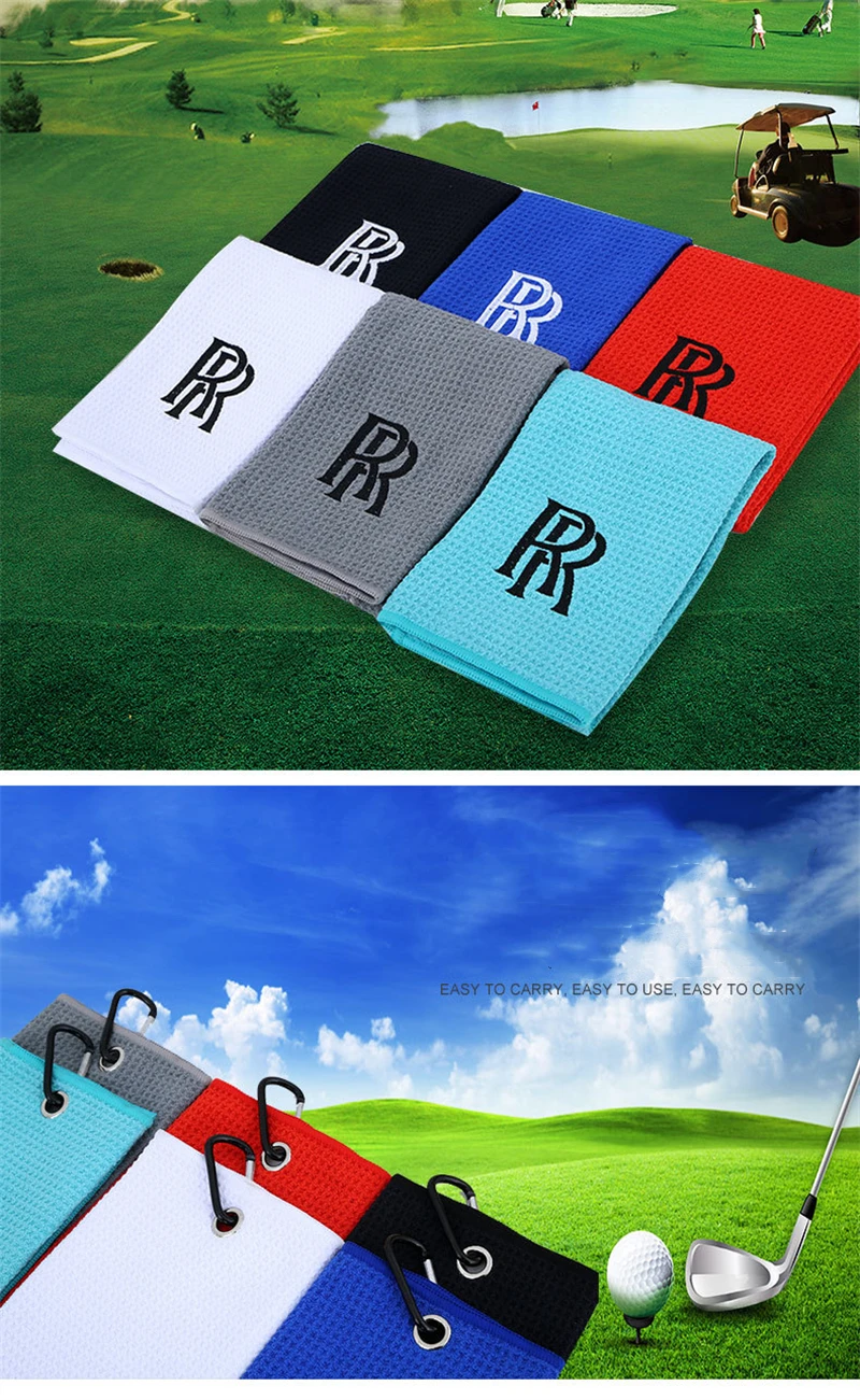 Wholesale Custom Logo Embroider Golf Towel With Hook Microfiber Waffle