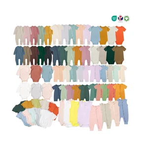 Wholesale One Pieces Playsuits Jumpsuit Double Anti-Slip Zipper Bodysuits Bamboo Baby Clothes Plain Baby Rompers