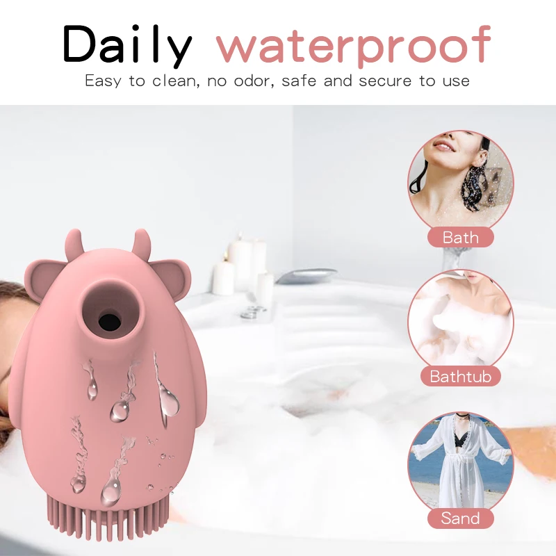 2 in 1 Cow Shaped Vibrator & for Egg Sucker Mini G-Spot Nipple & Clitoral Stimulator Cute Cow Calf Shaped Sucking Vibrator for