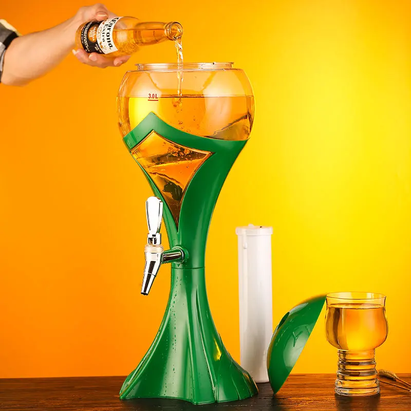 Portable Draft Beer Tower Dispenser 3l With Ice Container And Colorful