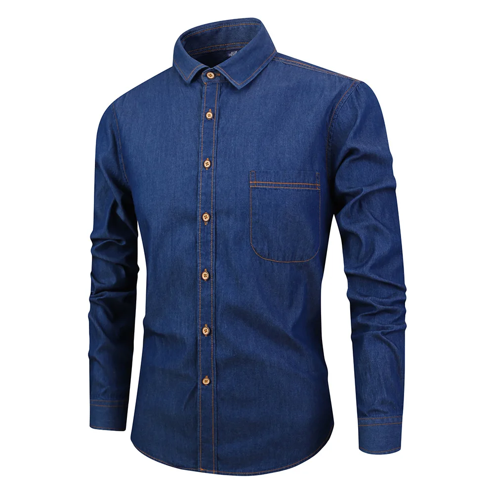 Camicia Di Jeans Jean Bianca Semplice Casual Da Uomo In Vendita Calda Con  Tasca - Buy Camicia Di Jeans Per Gli Uomini,Blu Camicia Di Jeans Per La  Primavera,Manica Lunga Casual Nero Camicia