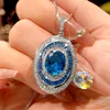 Blue pointed crystal119#Pendant with chain