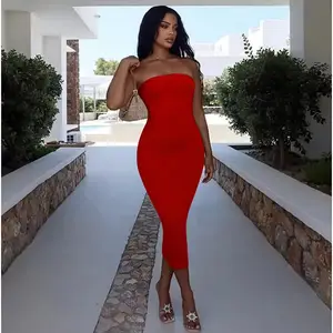 High Quality Fashionable and Sexy Women's A-Line Club Dress with Empire Waistline Chest Hugging Tight Fitting Womens Clothing