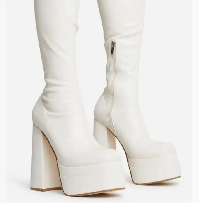 Best Night square Toe extreme Platform Block Heel Over Knee Thigh High Boot for Women and Laddies