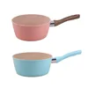 Pink silicone handle single-bottom milk pot