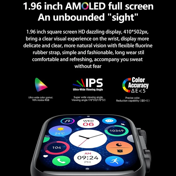 Remax NFC Intelligent Connected Mobile Watch OLED Custom Logo 1.96 Smart Watch Display Smart Health Watch 2025 Smartwatch