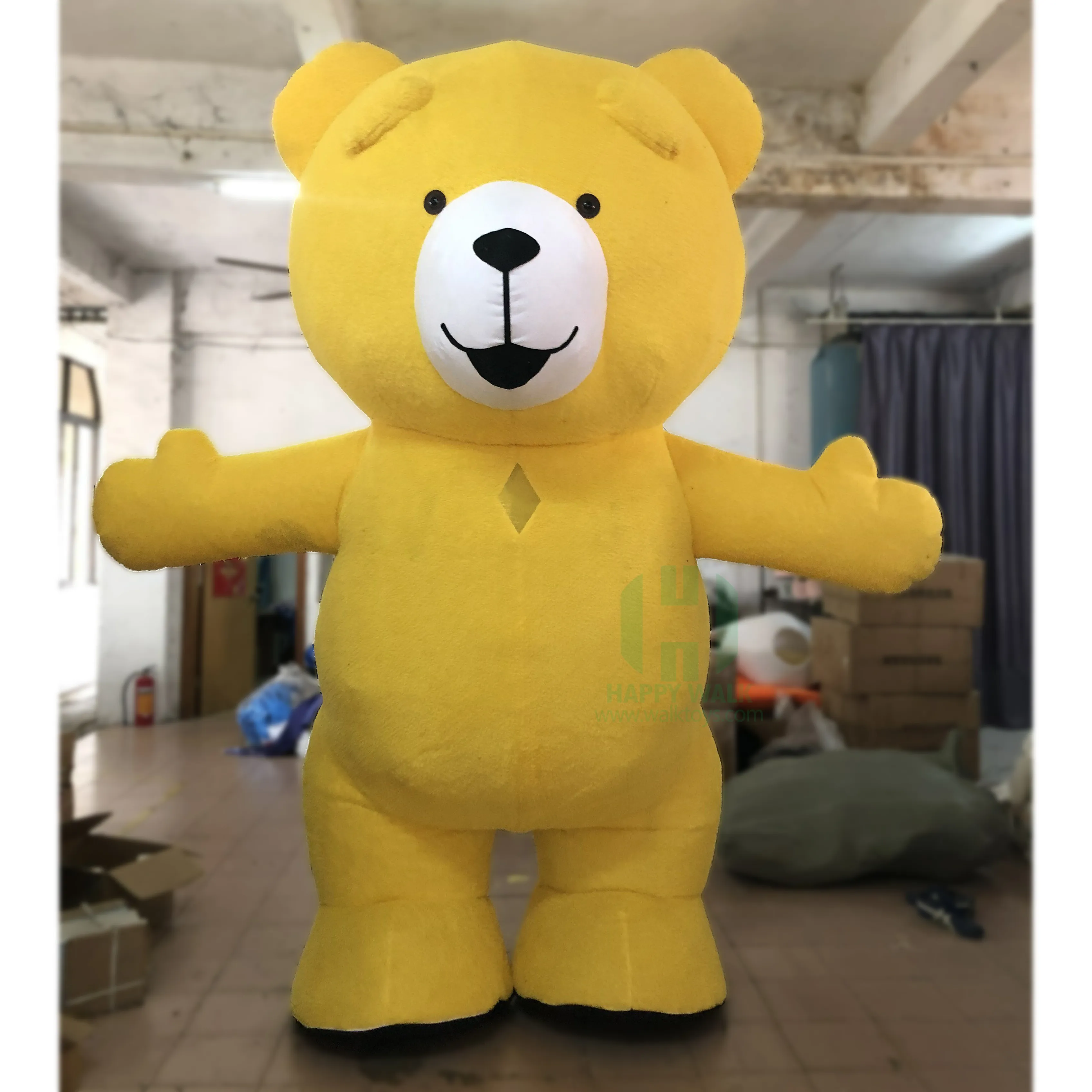 2m, 2.6m, and 3m Yellow Inflatable Bear Mascot Costumes