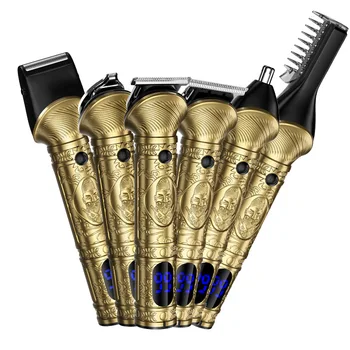 Multifunctional Retro Metal Six in One Electric Hair Clipper Electric Engraving Hair Trimmer Haircut Kit