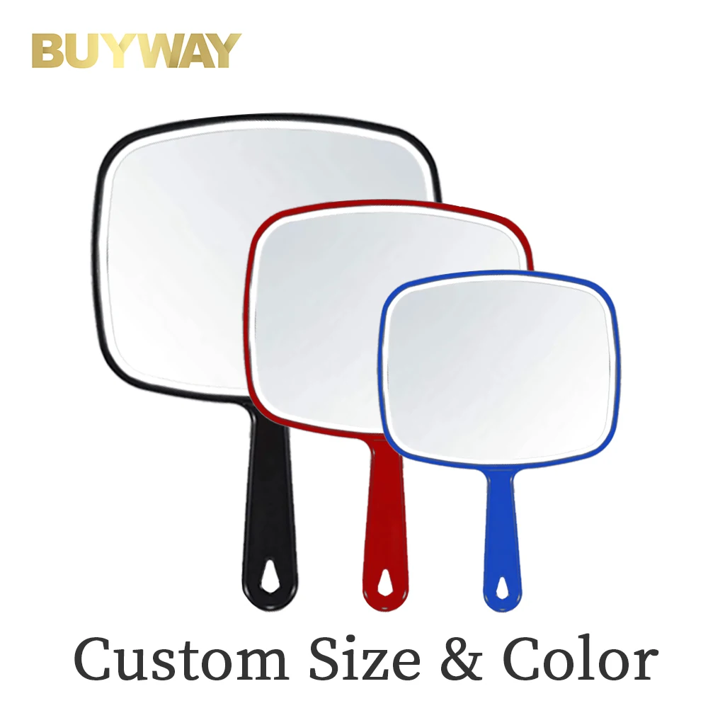 Wholesale Custom logo Large Handheld Makeup Mirror Square Plastic Personalized Pattern Private Pocket Hand Mirror Hot Sales