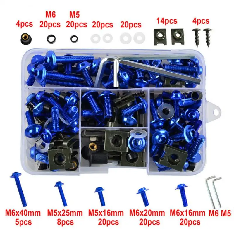 Vis Moto M5 M6 Or Kit Boulons Carénage Moto 198 Pièces - M5 M6, Aluminium, Couleur Or Boulons Décoratifs Moto